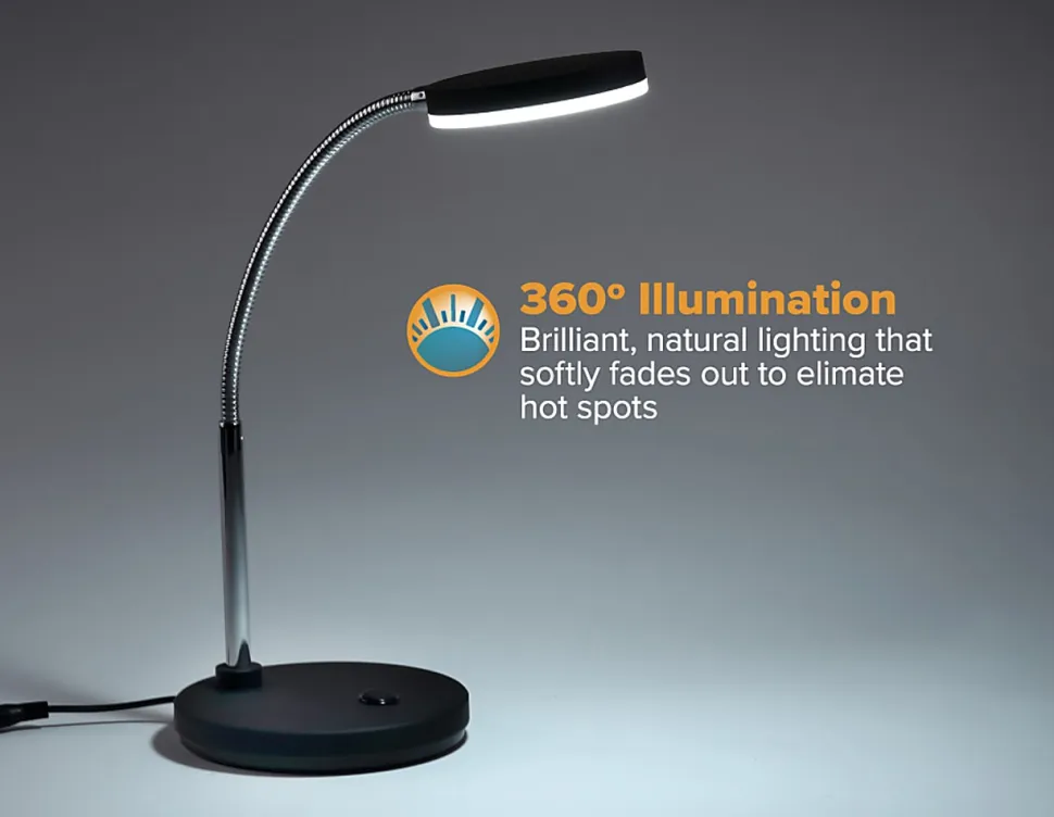Bostitch® Metal Gooseneck LED Desk Lamp, 9-7/16"H, Black