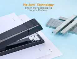 Bostitch No-Jam Premium Desktop Stapler, Full-Strip, Black, Includes 1,250 Staples, Set Of 12 Staplers