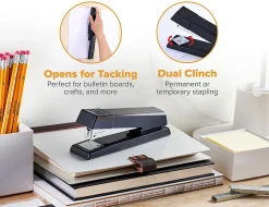 Bostitch No-Jam Premium Desktop Stapler, Full-Strip, Black, Includes 1,250 Staples, Set Of 12 Staplers