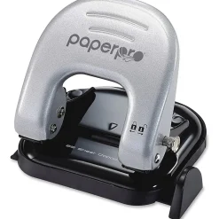Bostitch Office EZ Squeeze Reduced Effort 2-Hole Punch, 20 Sheets, Locking Handle, Black/Silver