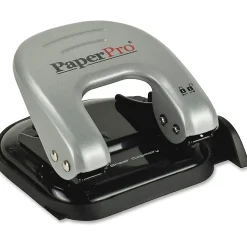Bostitch Office EZ Squeeze Reduced Effort 2-Hole Punch, 20 Sheets, Locking Handle, Black/Silver