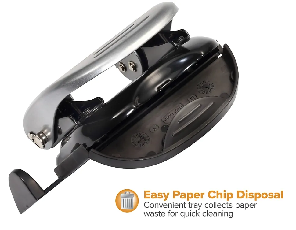 Bostitch Office EZ Squeeze Reduced Effort 2-Hole Punch, 20 Sheets, Locking Handle, Black/Silver