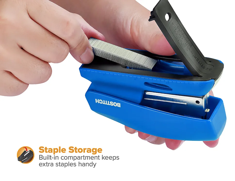 Bostitch® Office Half-Strip Compact Stapler, 1-3/4", Blue