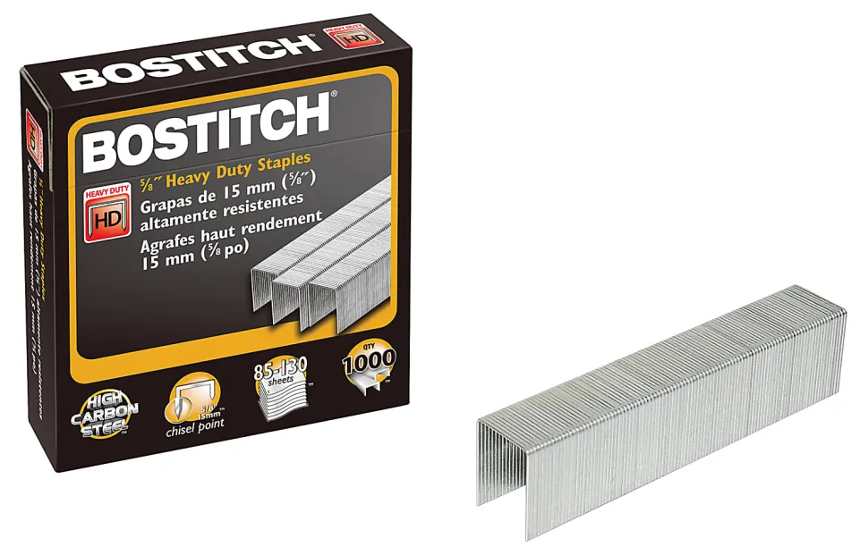 Bostitch® Premium Heavy Duty Staples, 5/8" Full Strip, Box Of 1,000