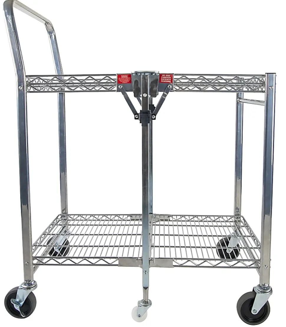 Bostitch® Small Stow-Away Folding Cart, 39" x 19-1/2" x 31", Chrome
