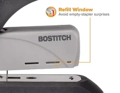 Bostitch Spring Powered Heavy Duty Stapler, 60 Sheet Capacity, Black/Silver