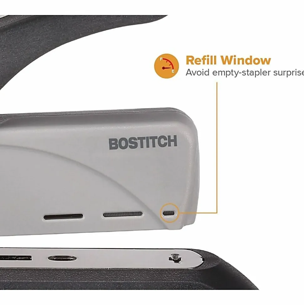 Bostitch Spring Powered Heavy Duty Stapler, 60 Sheet Capacity, Black/Silver