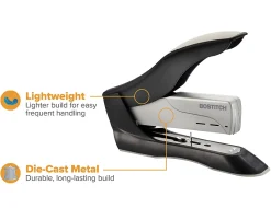 Bostitch® Spring-Powered Premium Heavy Duty Stapler, 100 Sheet Capcity, Black/Silver