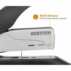 Bostitch® Spring-Powered Premium Heavy Duty Stapler, 100 Sheet Capcity, Black/Silver