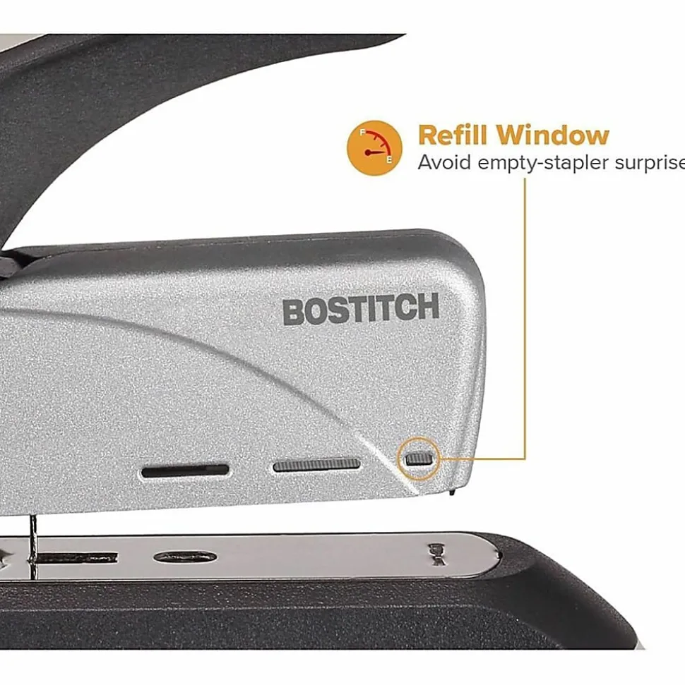 Bostitch Spring-Powered Premium Heavy Duty Stapler, Black/Silver