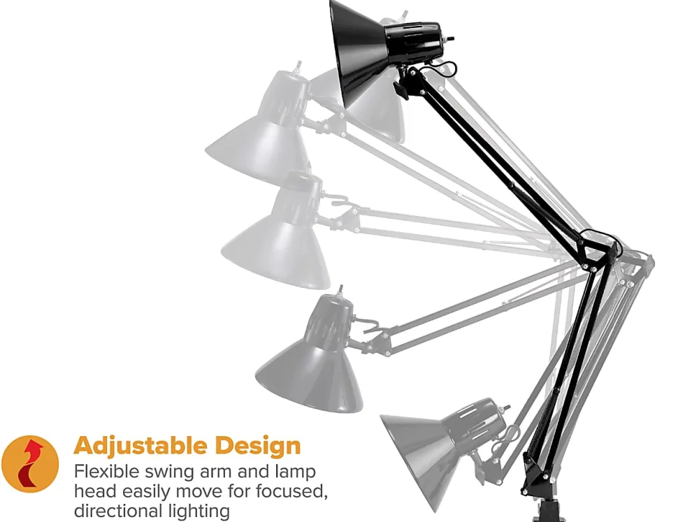 Bostitch® Swing Arm LED Desk Lamp With Clamp, 36"H, Black