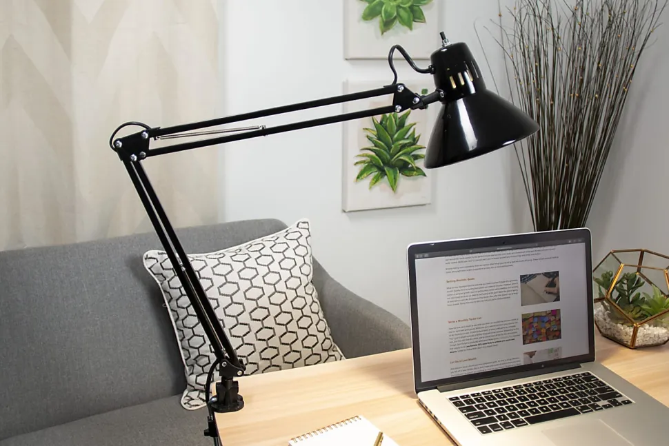 Bostitch® Swing Arm LED Desk Lamp With Clamp, 36"H, Black