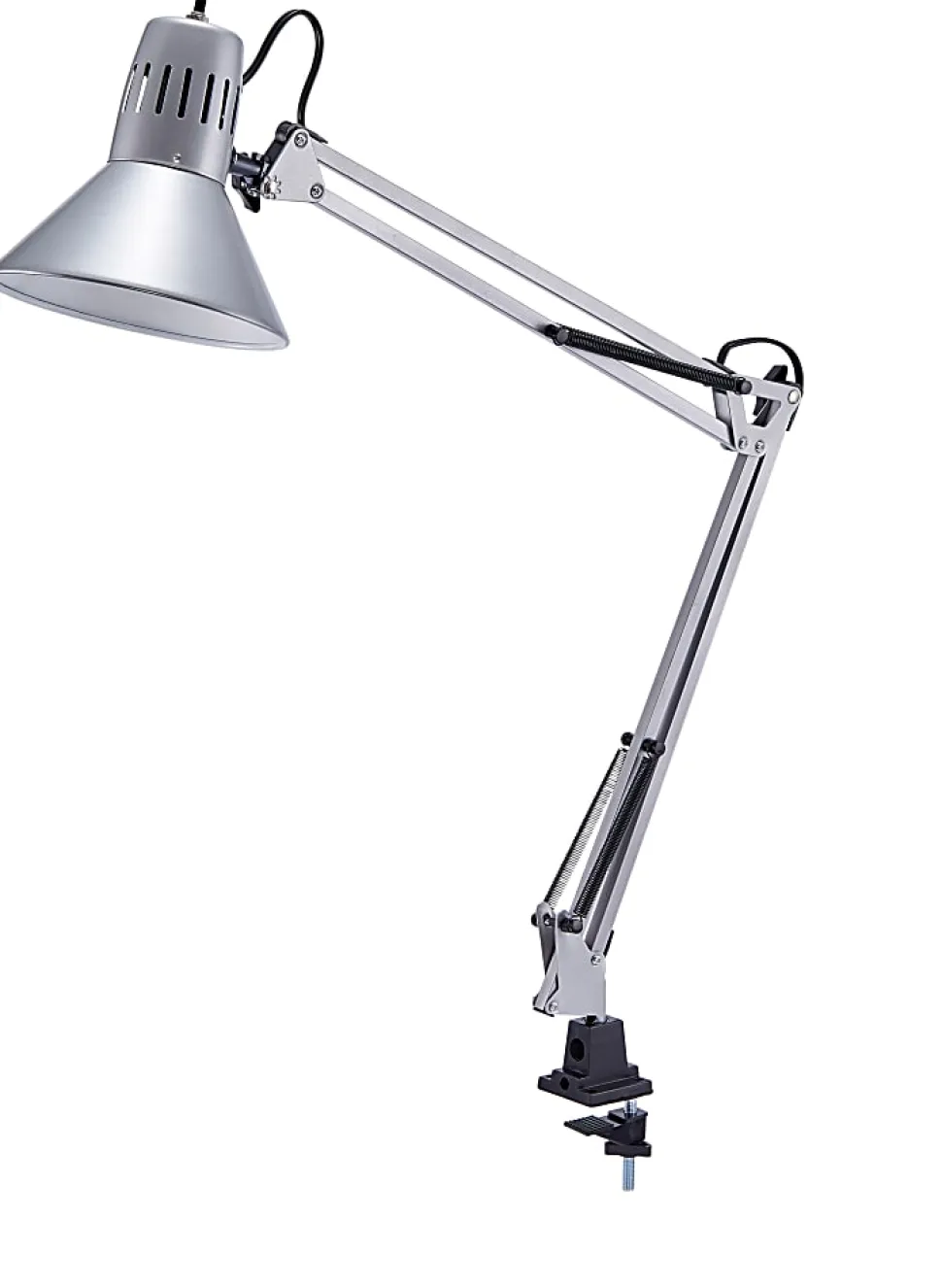 Bostitch® Swing Arm LED Desk Lamp With Clamp, 36"H, Black/Silver