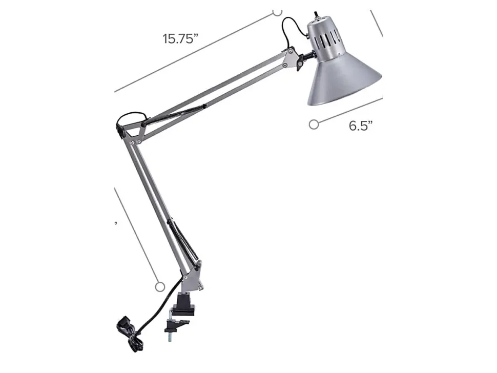 Bostitch® Swing Arm LED Desk Lamp With Clamp, 36"H, Black/Silver