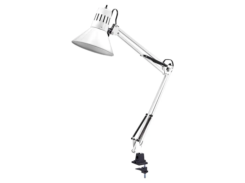 Bostitch® Swing Arm LED Desk Lamp With Clamp, 36"H, Black/White