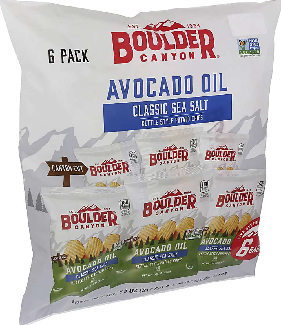 Boulder Canyon Kettle Style Potato Chips, Classic Sea Salt, 1.25 Oz, Total Qty 48