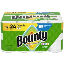 Bounty Paper Towels Select-A-Size Double Rolls, 12 Rolls Total/82 Sheets Per Roll, White