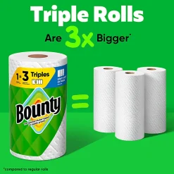 Bounty Select-A-Size 2-Ply Double-Roll Paper Towels, 2 Triple Rolls/123 Sheets Per Roll, White