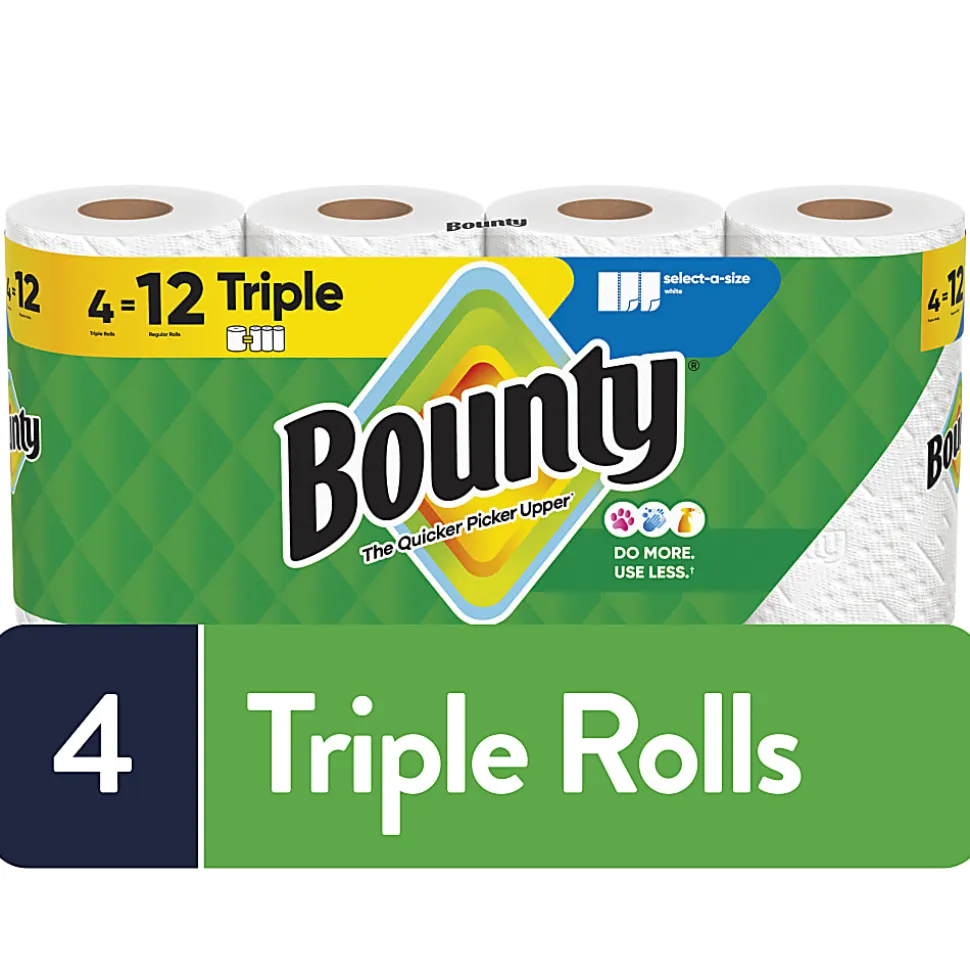 Bounty Select-A-Size 2-Ply Triple-Roll Paper Towels, 4 Triple Rolls/123 Sheets Per Roll, White