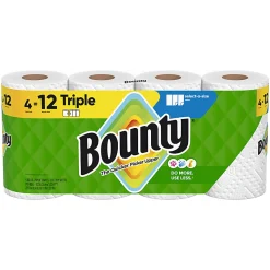 Bounty Select-A-Size 2-Ply Triple-Roll Paper Towels, 4 Triple Rolls/123 Sheets Per Roll, White