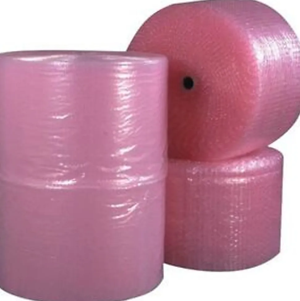 B O X Packaging Anti-Static Air Bubble Rolls, 1/2" x 24" x 250', Pink, Pack Of 2