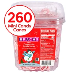 Brach's Peppermint Candy Cane Minis, 39.9 Oz, Pack Of 260 Candy Canes