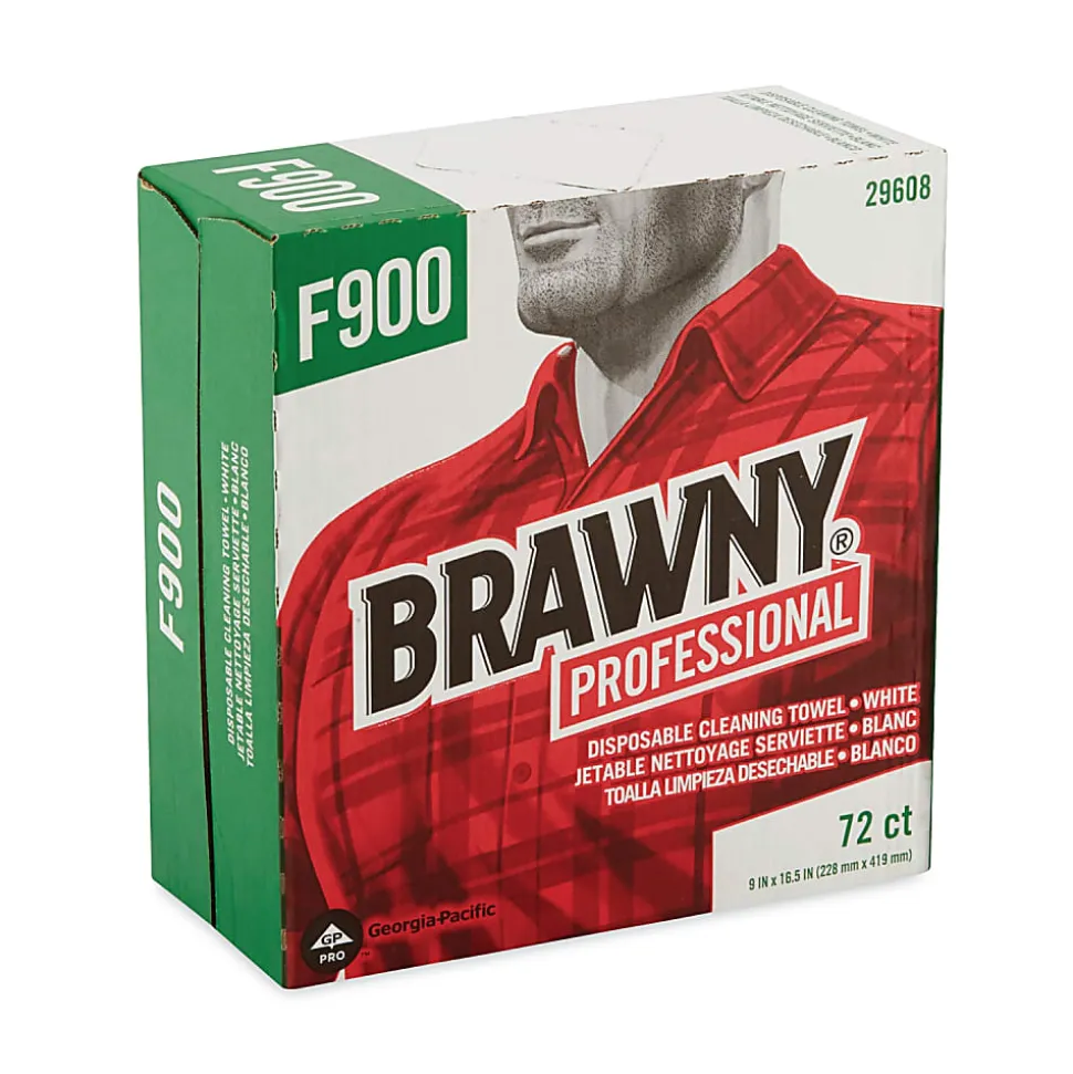 Brawny Professional® by GP PRO FLAX 900 Heavy-Duty 1-Ply Wipers, 9" x 16", White, Box Of 72