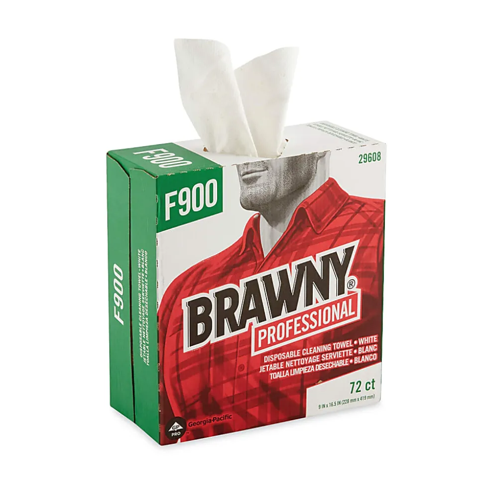 Brawny Professional® by GP PRO FLAX 900 Heavy-Duty 1-Ply Wipers, 9" x 16", White, Box Of 72