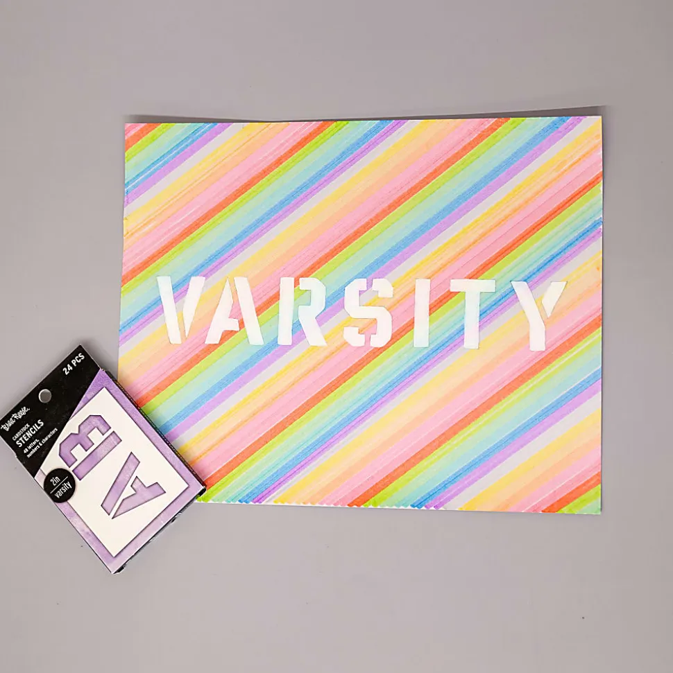 Brea Reese Cardstock Stencils, Varsity Letters, 2", White, Pack Of 24 Stencils