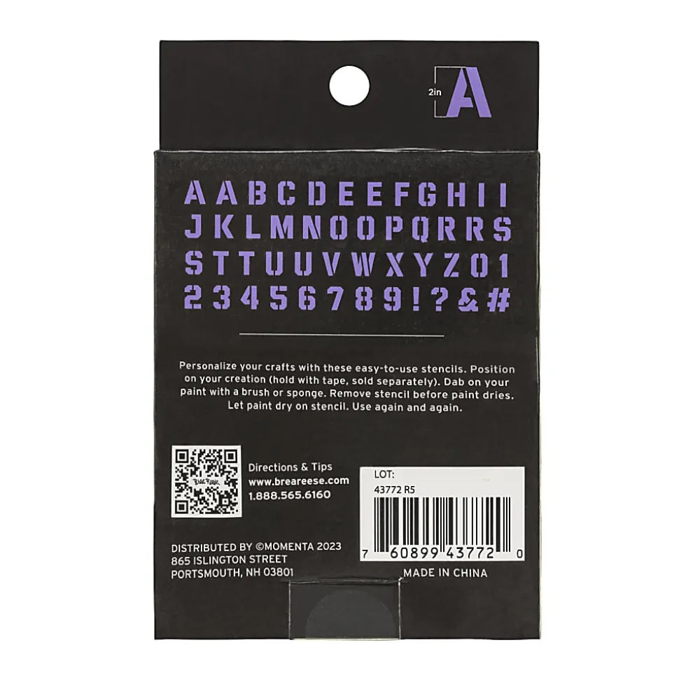 Brea Reese Cardstock Stencils, Varsity Letters, 2", White, Pack Of 24 Stencils