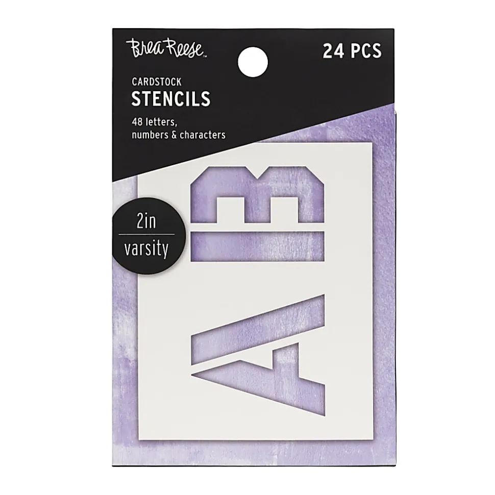 Brea Reese Cardstock Stencils, Varsity Letters, 2", White, Pack Of 24 Stencils
