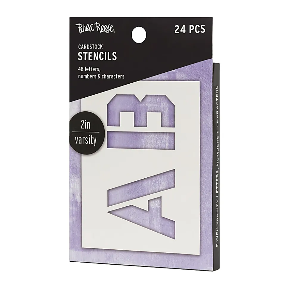 Brea Reese Cardstock Stencils, Varsity Letters, 2", White, Pack Of 24 Stencils