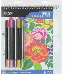 Brea Reese® Color-by-Number Marker Pad Kit, Fruit & Floral Designs