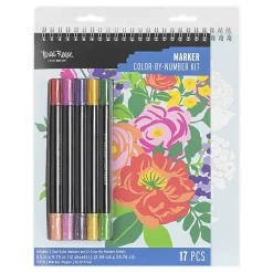 Brea Reese® Color-by-Number Marker Pad Kit, Fruit & Floral Designs