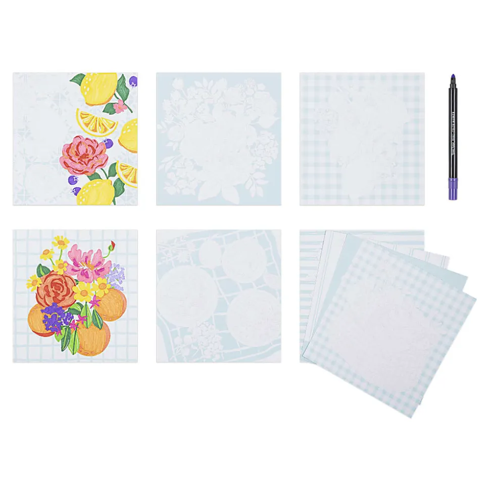 Brea Reese® Color-by-Number Marker Pad Kit, Fruit & Floral Designs