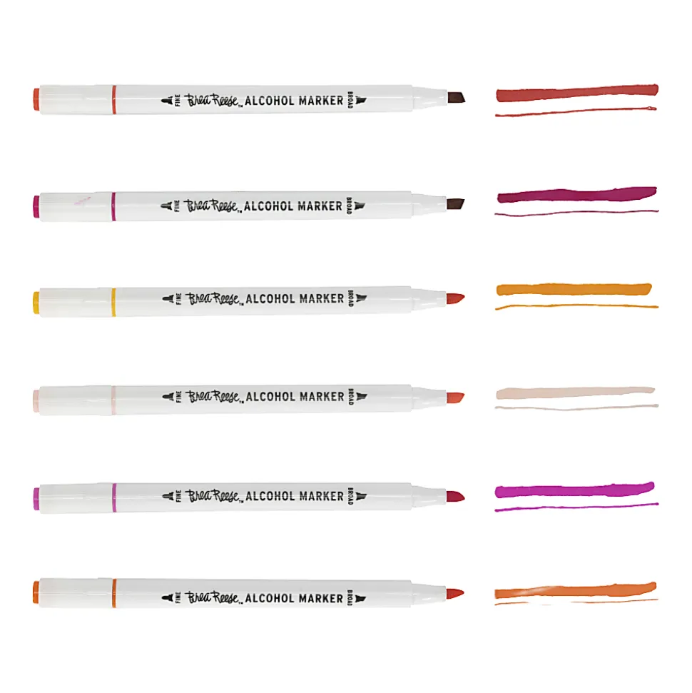 Brea Reese Dual-Tip Alcohol Markers, Warm Tones, Pack Of 6 Markers