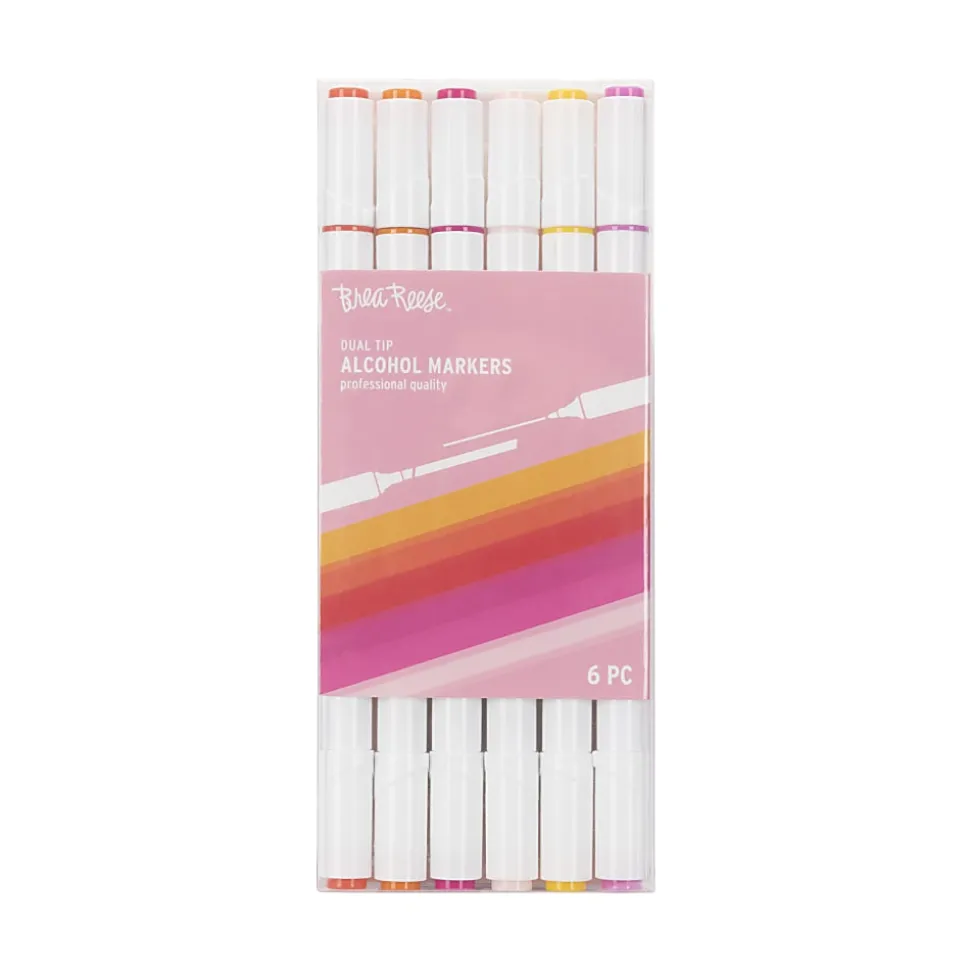 Brea Reese Dual-Tip Alcohol Markers, Warm Tones, Pack Of 6 Markers