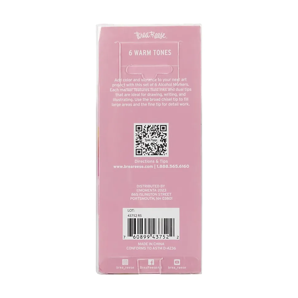 Brea Reese Dual-Tip Alcohol Markers, Warm Tones, Pack Of 6 Markers