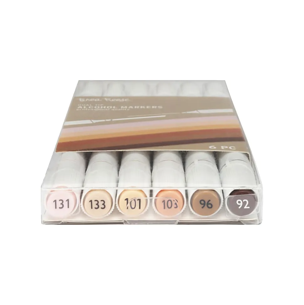 Brea Reese Dual-Tip Alcohol Markers, Neutrals, Pack Of 6 Markers