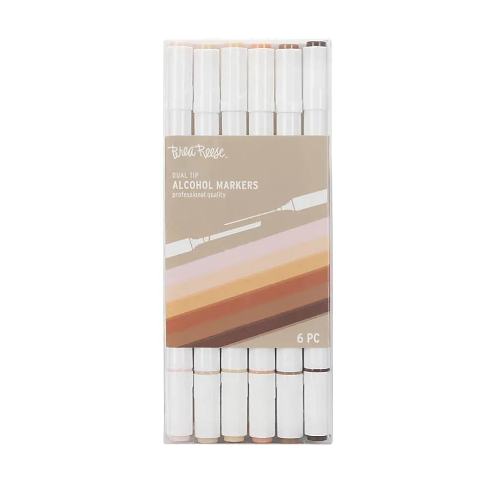 Brea Reese Dual-Tip Alcohol Markers, Neutrals, Pack Of 6 Markers