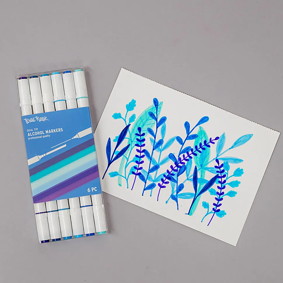 Brea Reese Dual-Tip Alcohol Markers, Blues, Pack Of 6 Markers