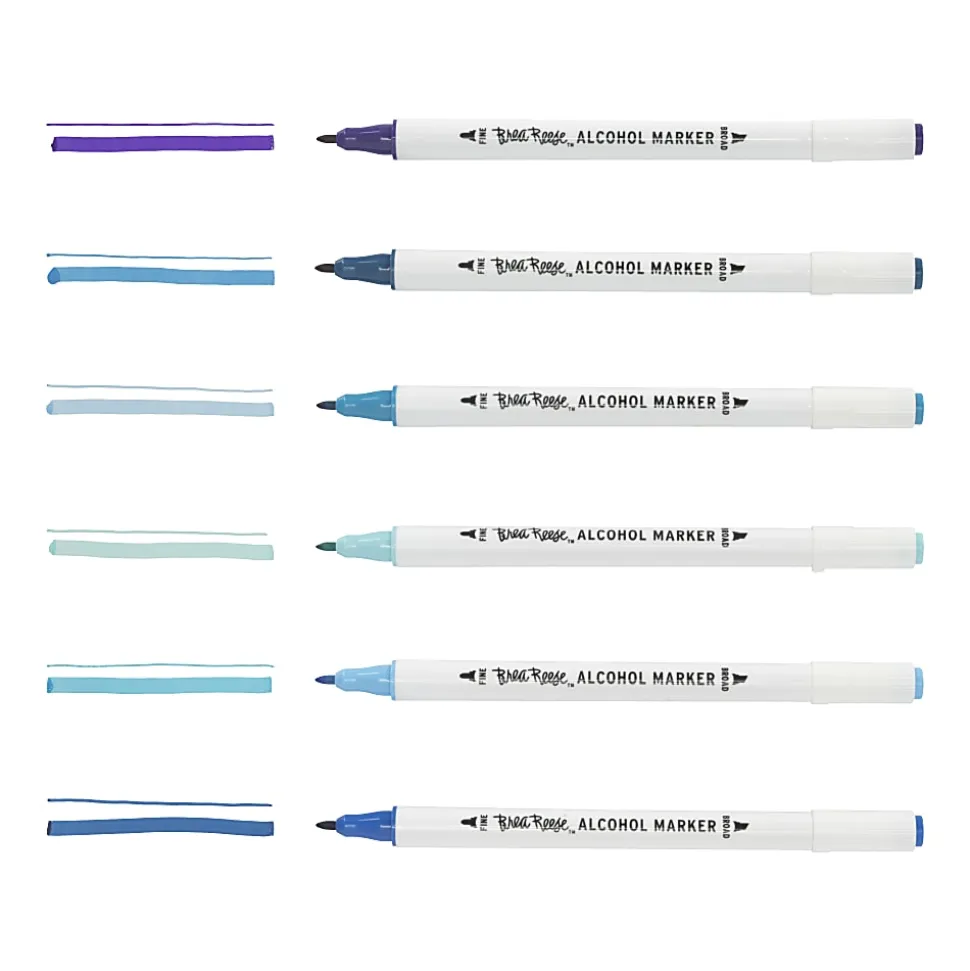 Brea Reese Dual-Tip Alcohol Markers, Blues, Pack Of 6 Markers
