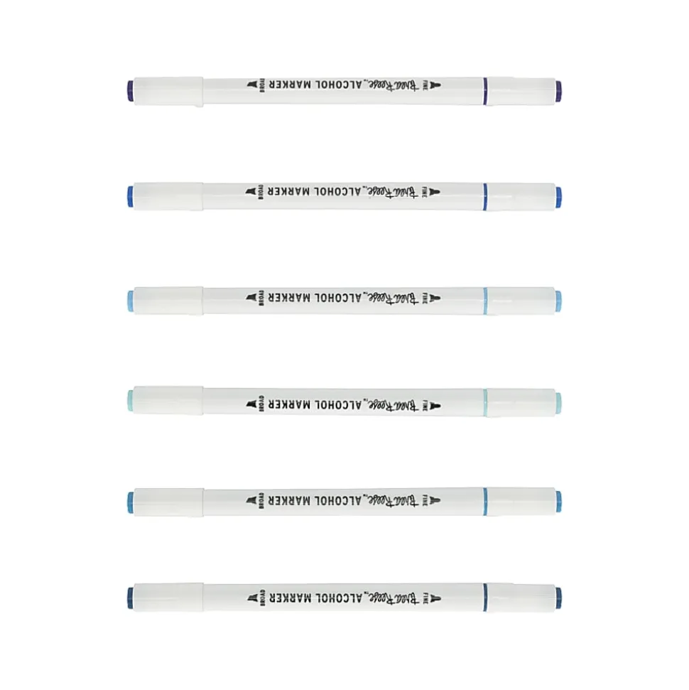 Brea Reese Dual-Tip Alcohol Markers, Blues, Pack Of 6 Markers
