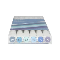 Brea Reese Dual-Tip Alcohol Markers, Blues, Pack Of 6 Markers