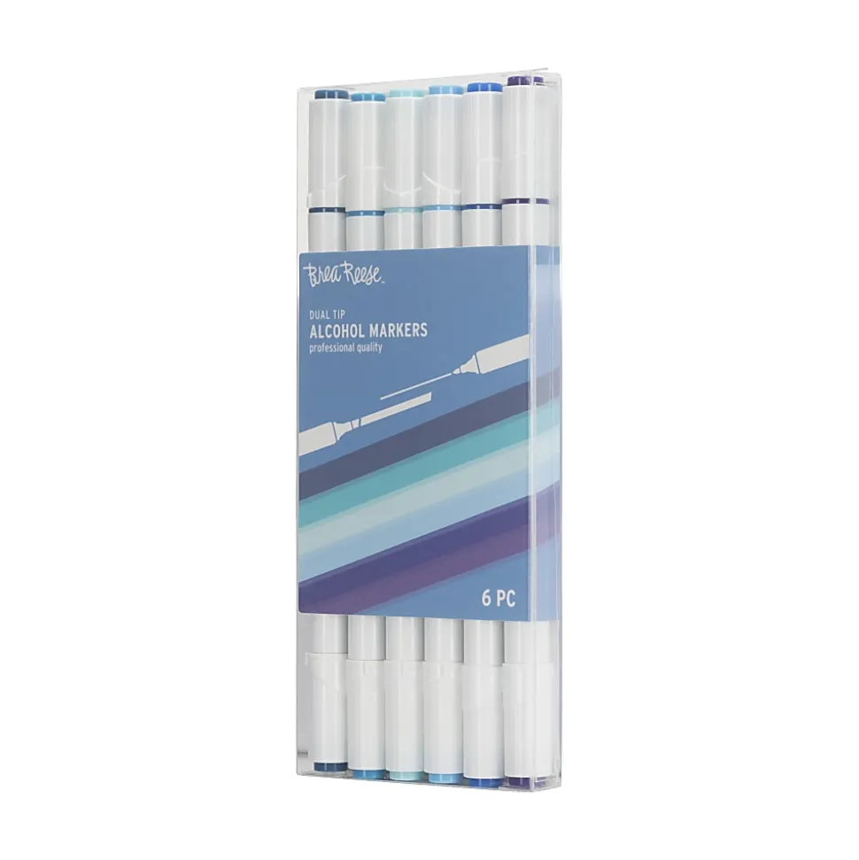 Brea Reese Dual-Tip Alcohol Markers, Blues, Pack Of 6 Markers