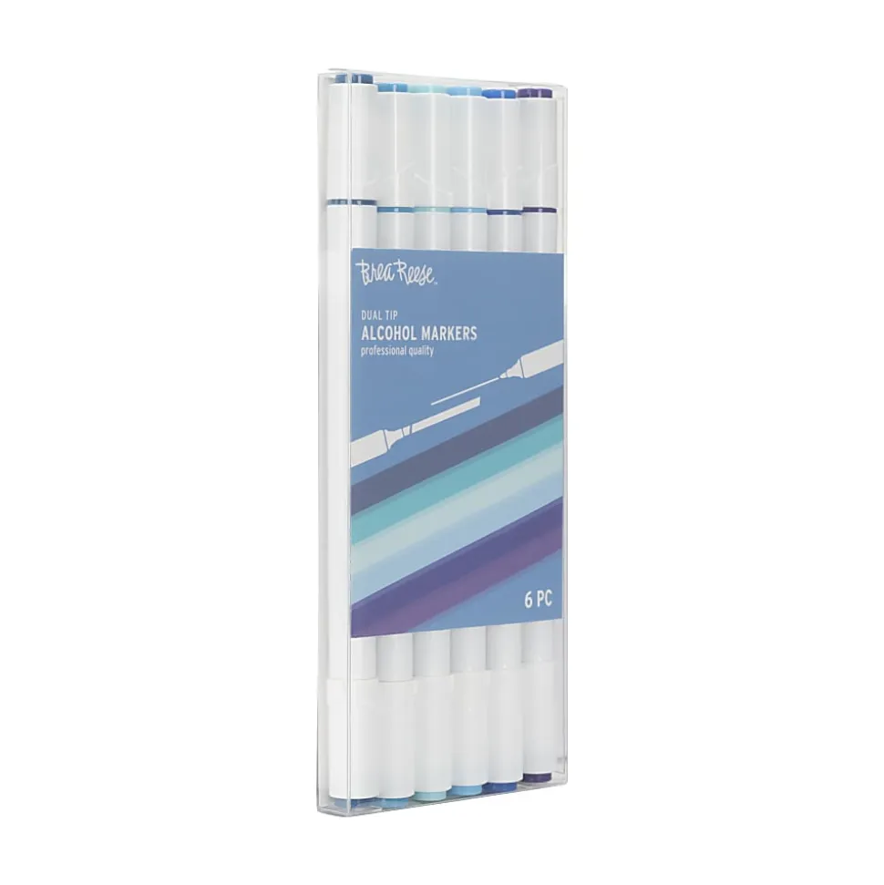 Brea Reese Dual-Tip Alcohol Markers, Blues, Pack Of 6 Markers