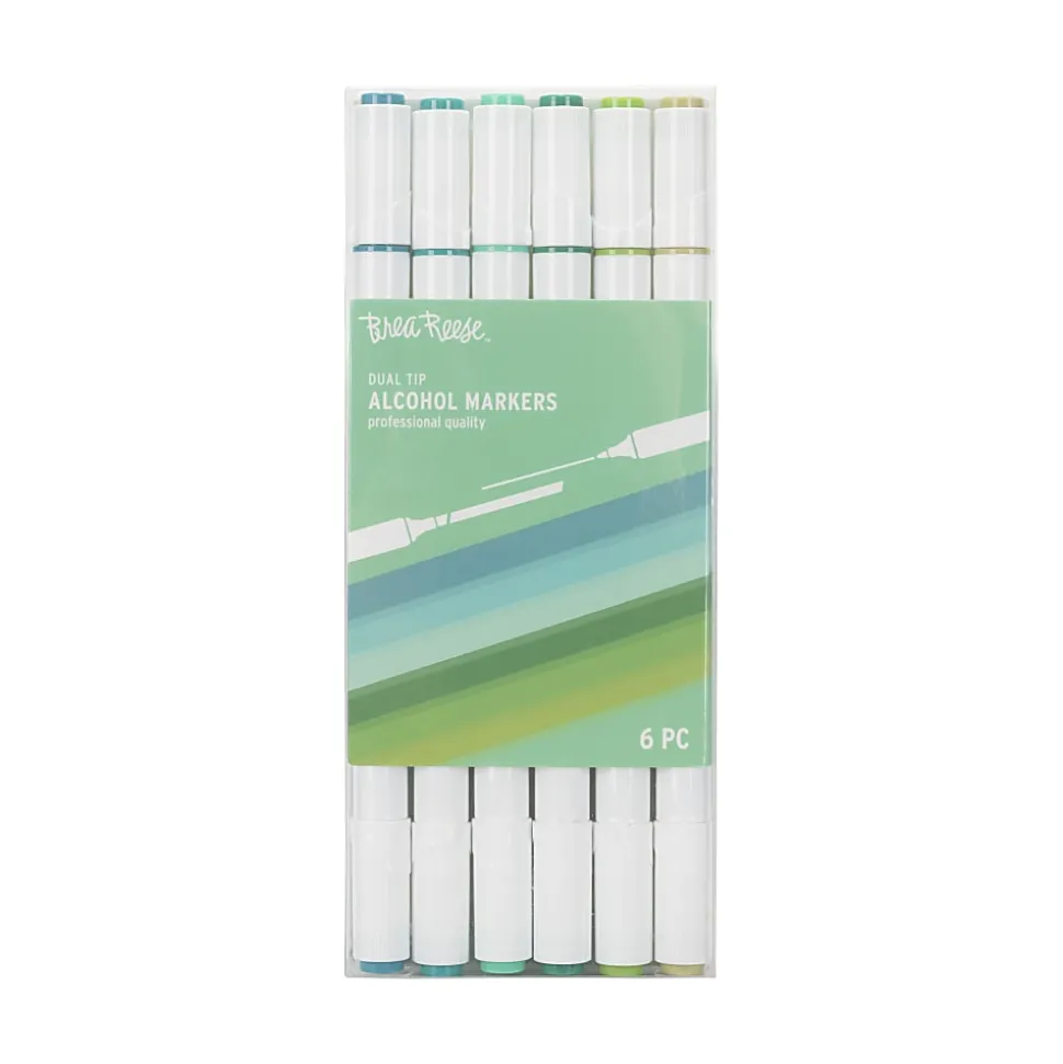 Brea Reese Dual-Tip Alcohol Markers, Greens, Pack Of 6 Markers