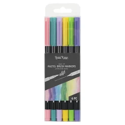 Brea Reese Dual-Tip Brush Markers, Pastel, Pack Of 6 Markers