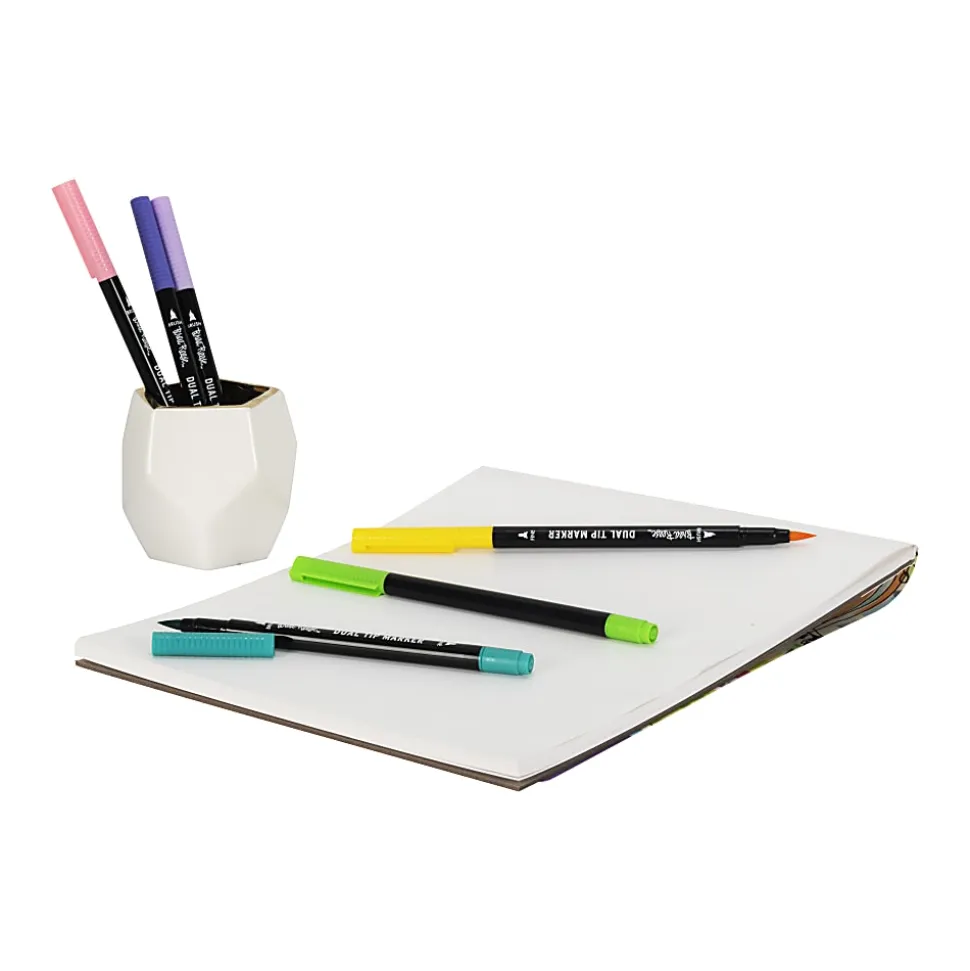 Brea Reese Dual-Tip Brush Markers, Pastel, Pack Of 6 Markers