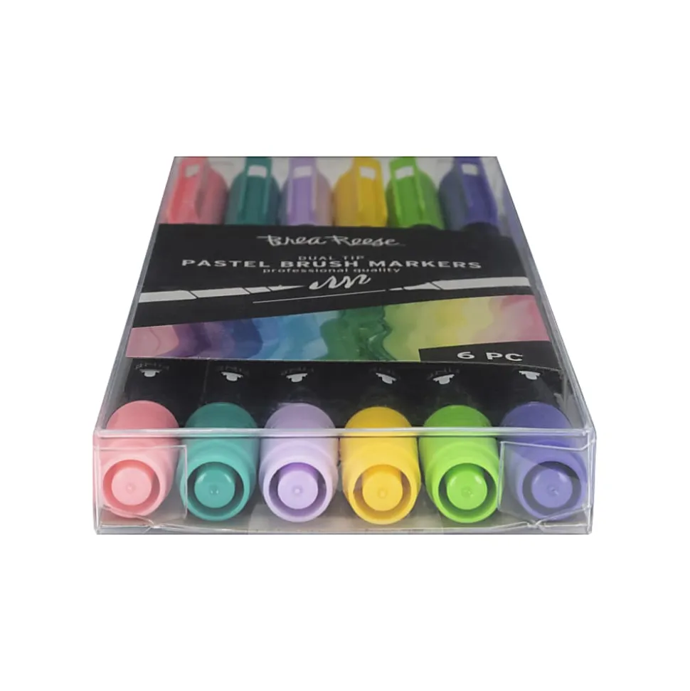 Brea Reese Dual-Tip Brush Markers, Pastel, Pack Of 6 Markers